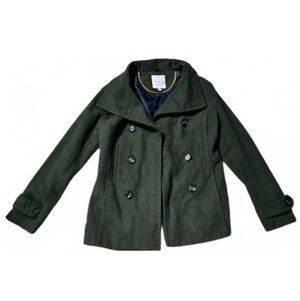 Thread Supply Jacket Vintage 80s Peacoat Womens S Green Dual Breast Wool Blend